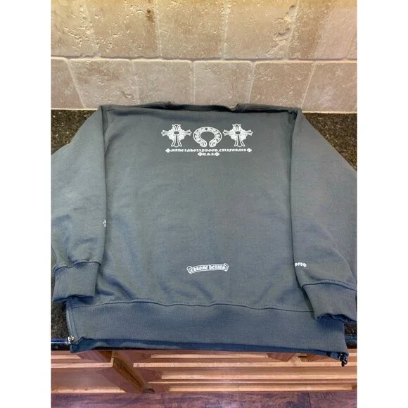Authentic Chrome Hearts Side Zip Sweatshirt Cross Motif Made in Hollywood S NWOT - Picture 3 of 14